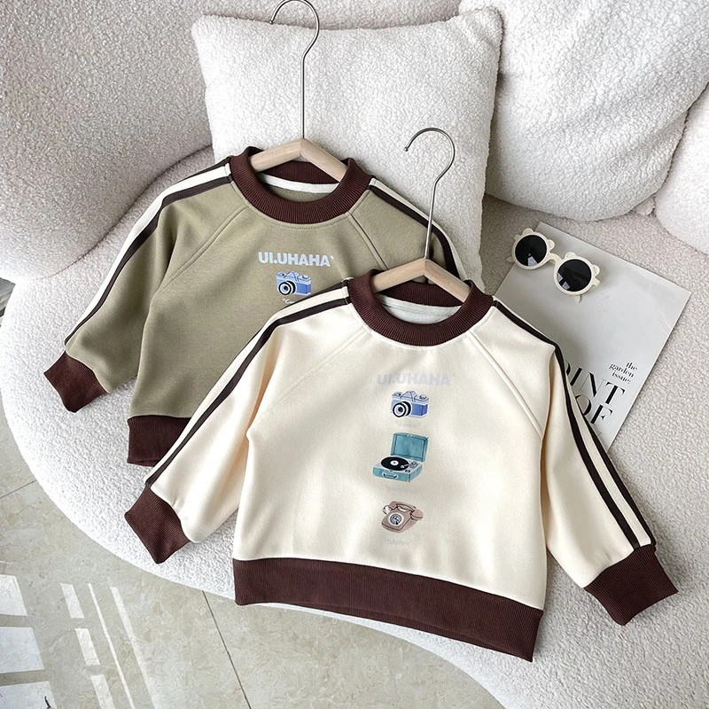 【加绒卫衣】儿童中小童秋冬加绒洋气休闲加厚秋冬冬季韩版保暖卫衣