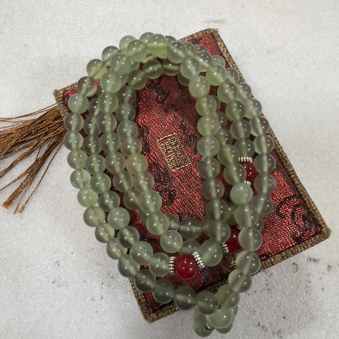 【108粒】天然岫玉冰透0.8珠子108项链