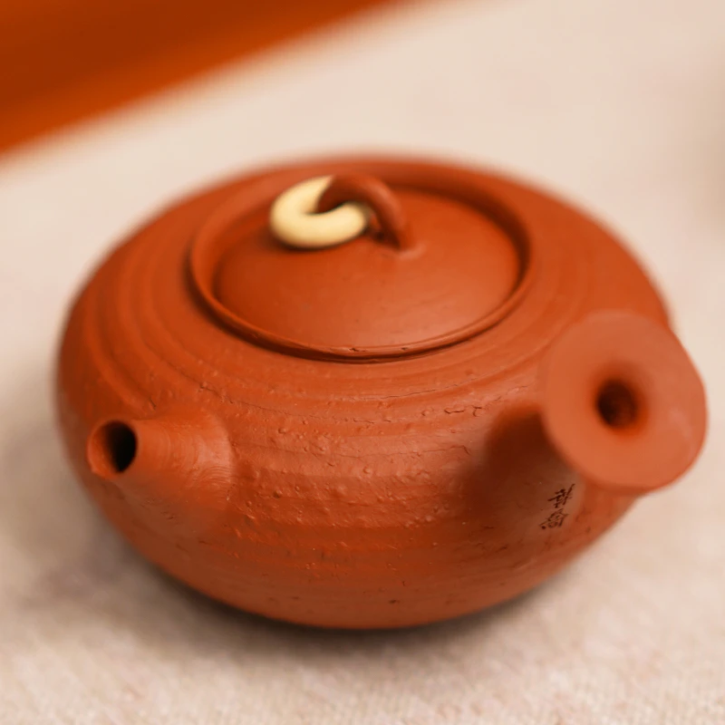 柒月严选茶器-潮州手拉壶 急须小侧把主泡器 潮州朱泥小壶