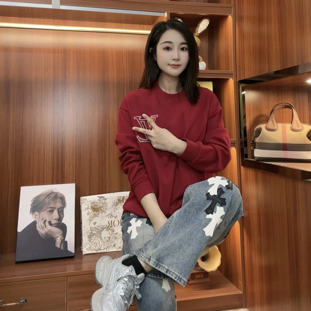 【高端定制长袖12】亮片圆领休闲套头长袖卫衣 正肩 男女同款