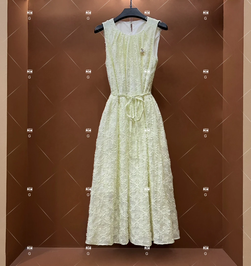 【乐】夏季新款复古时尚百搭印花无袖连衣裙 H-369