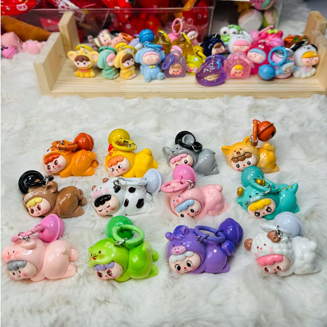 【十二生肖趴趴崽崽】萌粒钥匙扣树脂配件创意diy手工桌面摆件挂件