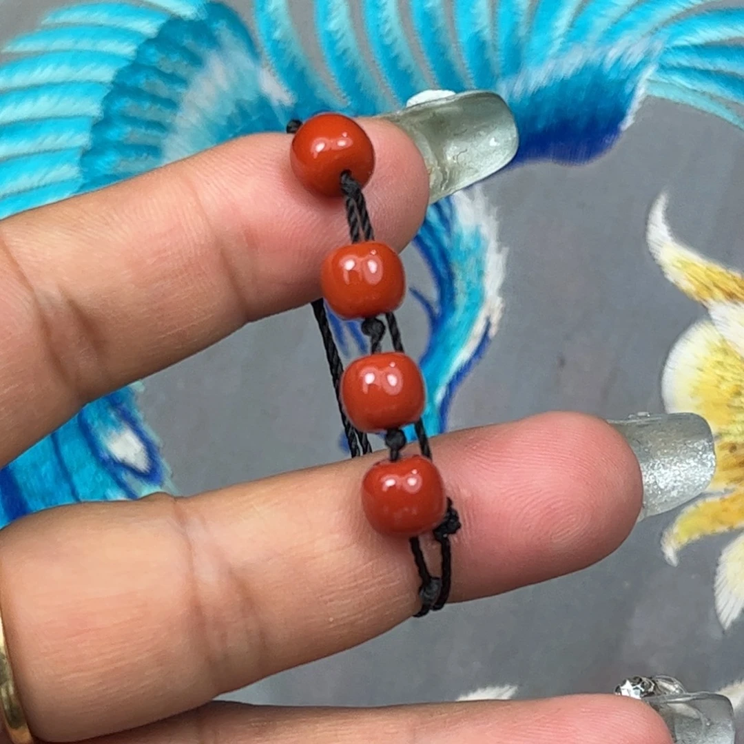 南红玛瑙老型珠4个未镶嵌