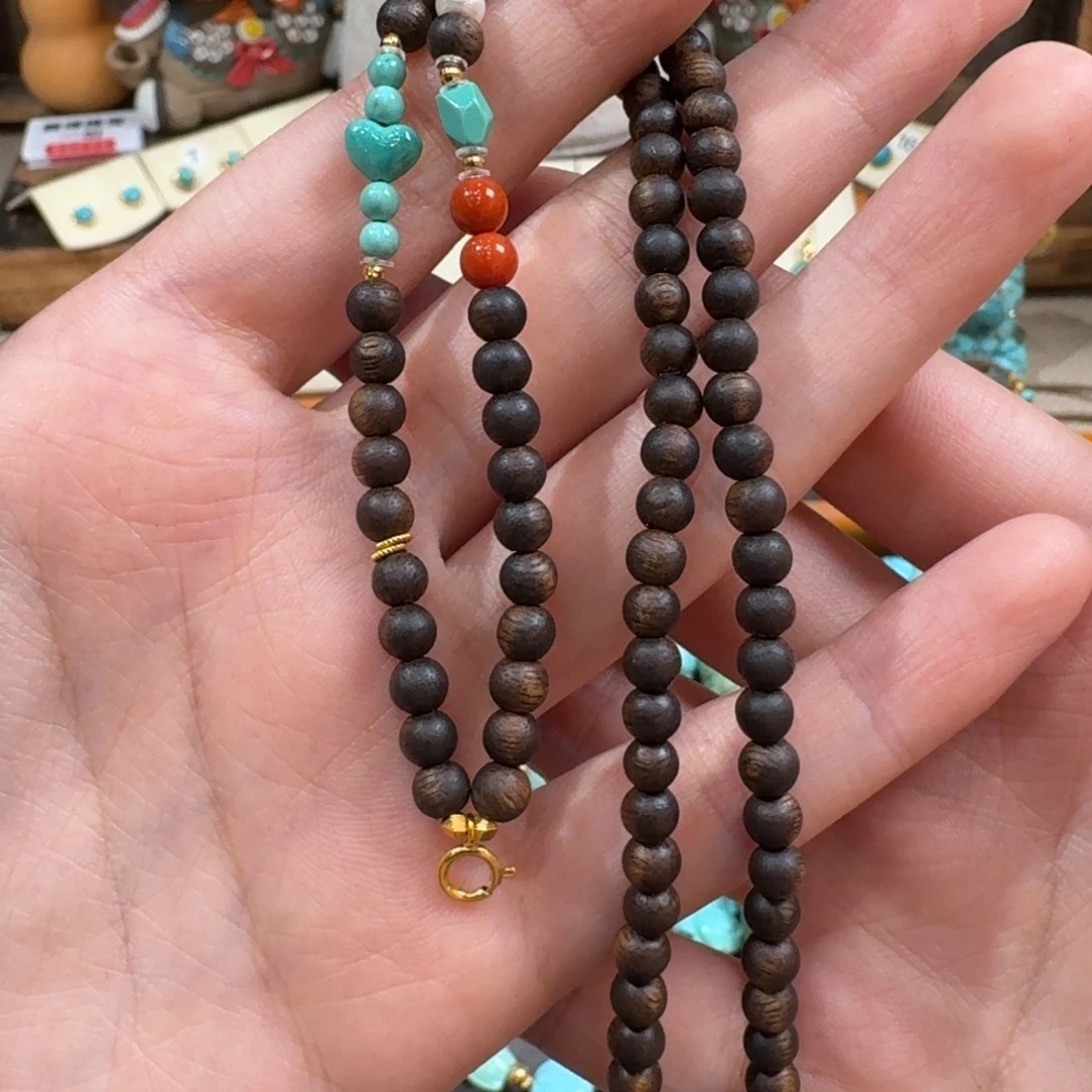 绿松石18K金镶嵌项链百搭链