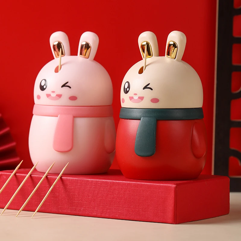 高档可爱兔子牙签筒自动弹出家用创意轻奢高颜值居家礼品