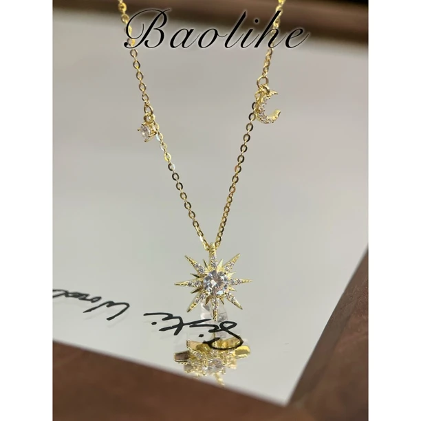 铜合金项链 镀K金  梵高星月夜 设计感气质项链Y48