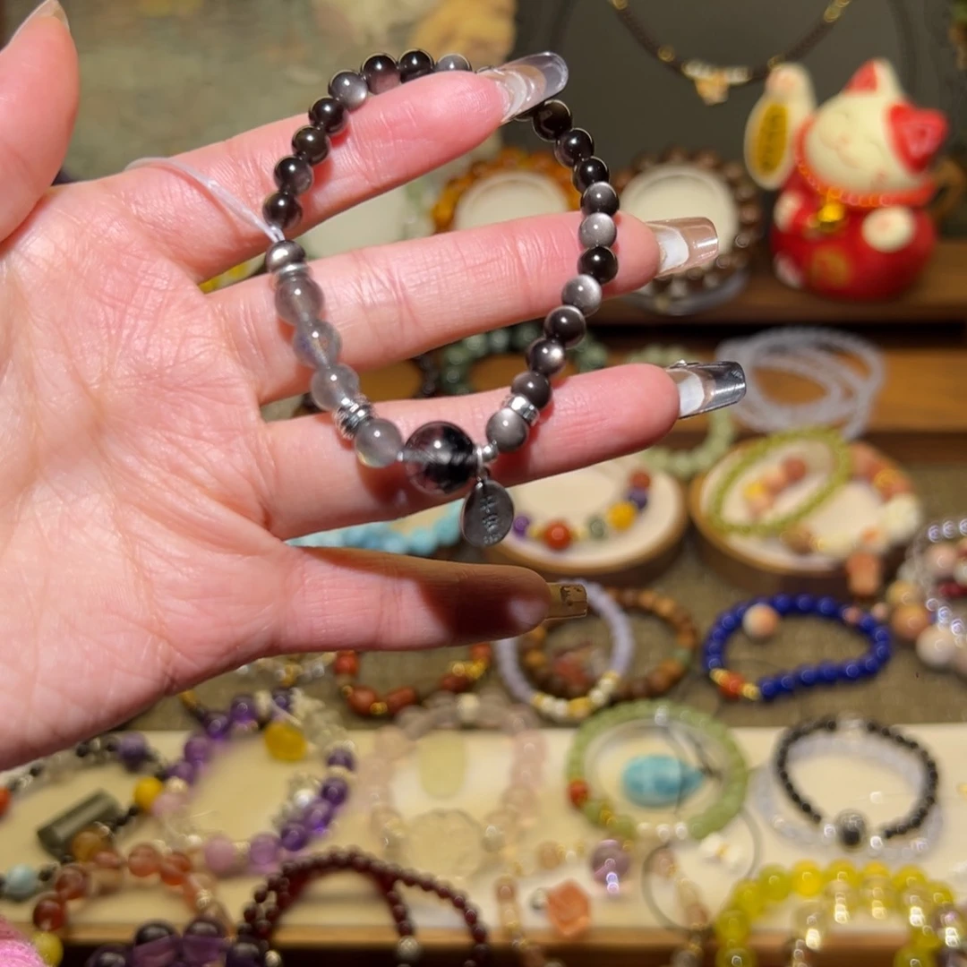 黑曜岩手串未镶嵌一****.