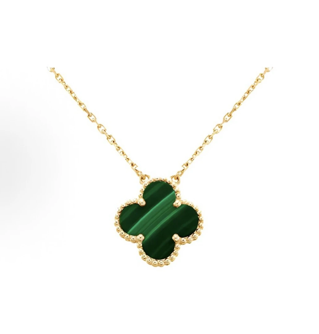 99新 梵克雅宝 中号孔雀石四叶草项链/24年全套