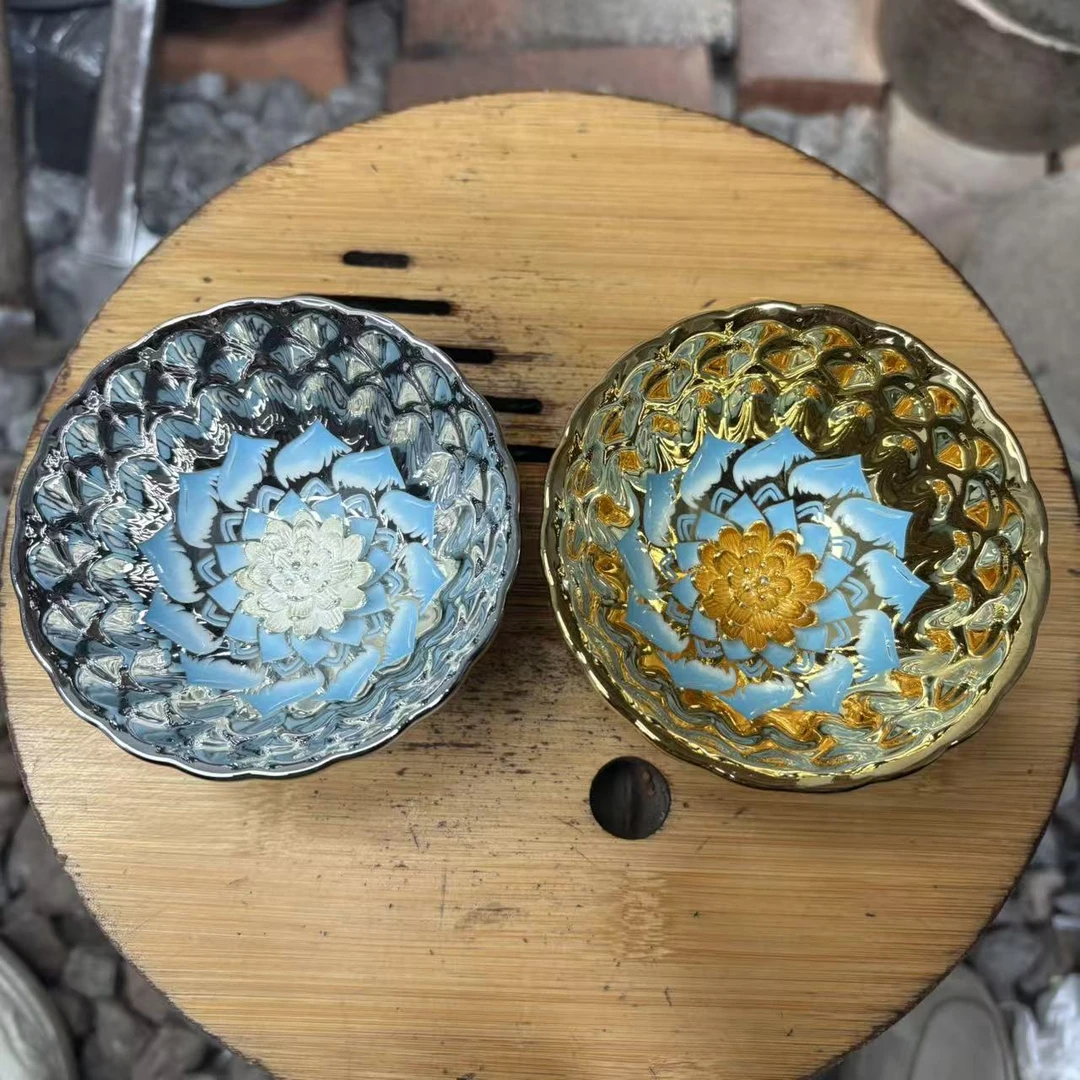 手工茶器 金玉满堂+冰清玉洁 蓝色妖姬对杯