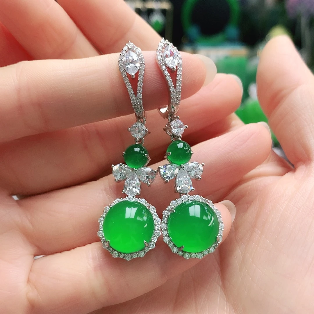 玛瑙/玉髓银S925镶嵌耳钉