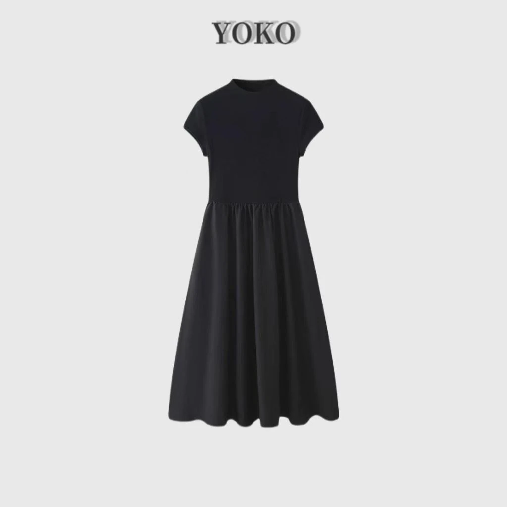 针梭两拼夏日廓形小黑裙宽松版型气质风25029