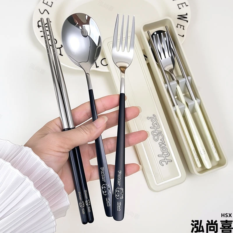 泓尚喜韩式筷子勺子上班族便携餐具学生上学专用餐具盒筷子收纳盒