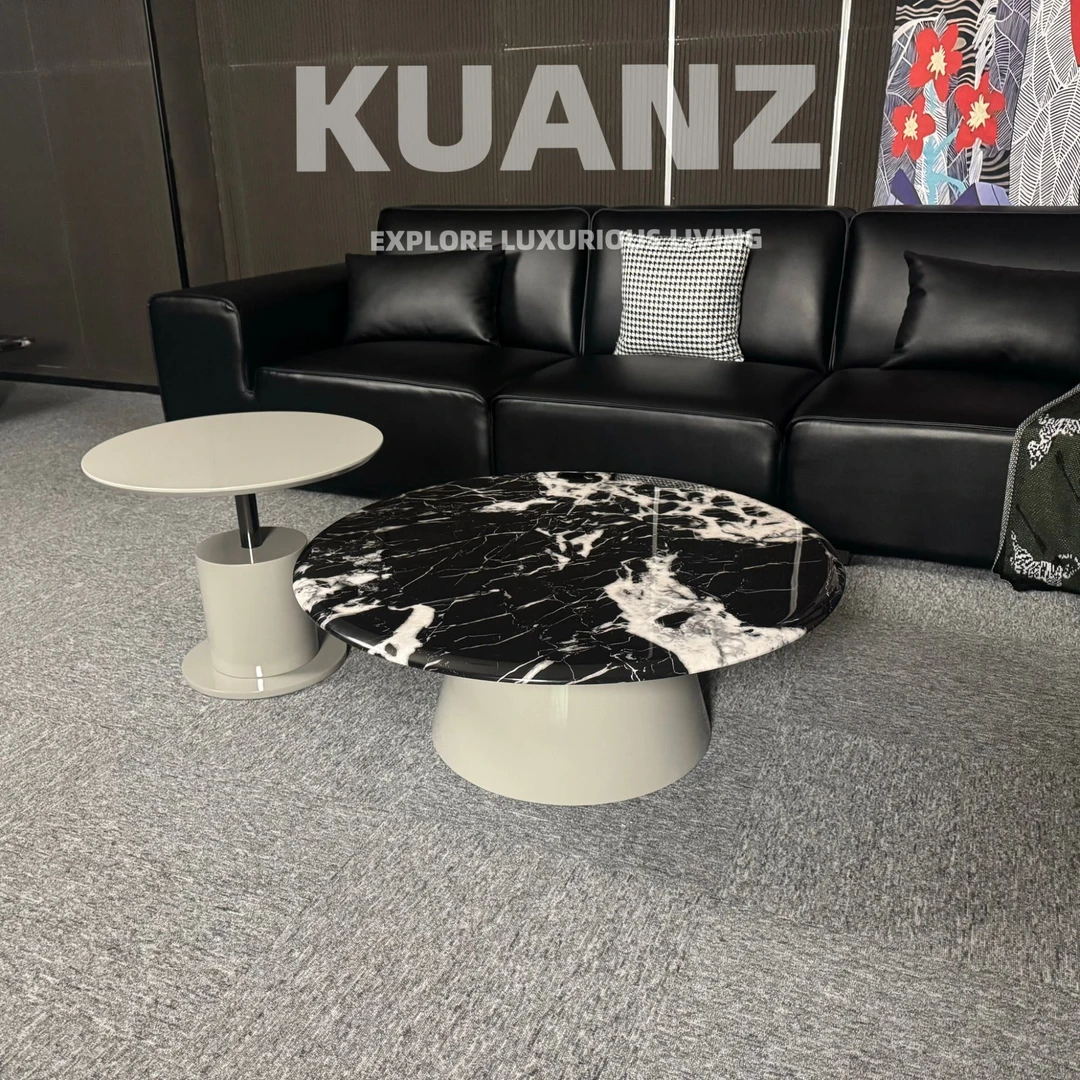 KUANZ  宽窄丨意式极简圆形大理石组合茶几网红家具