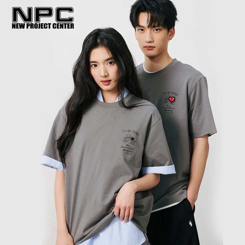 NPC潮牌胸前刺绣天使爱心魔术贴短袖T恤男索罗娜趣味凉感NP54TE26
