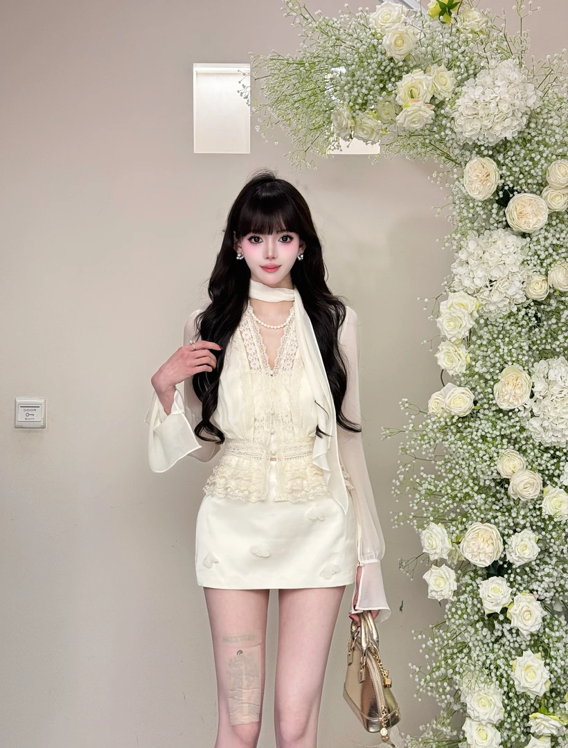 【精选优品】新款时尚蕾丝显瘦纯欲风套装25432+25432-1