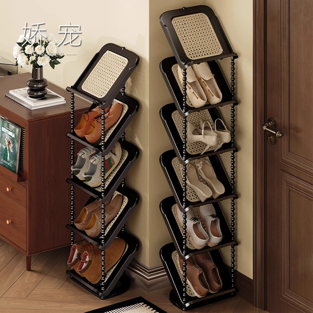 鞋架门口家用小型简易窄鞋柜多层中古风鞋子收纳神器2025新款爆款