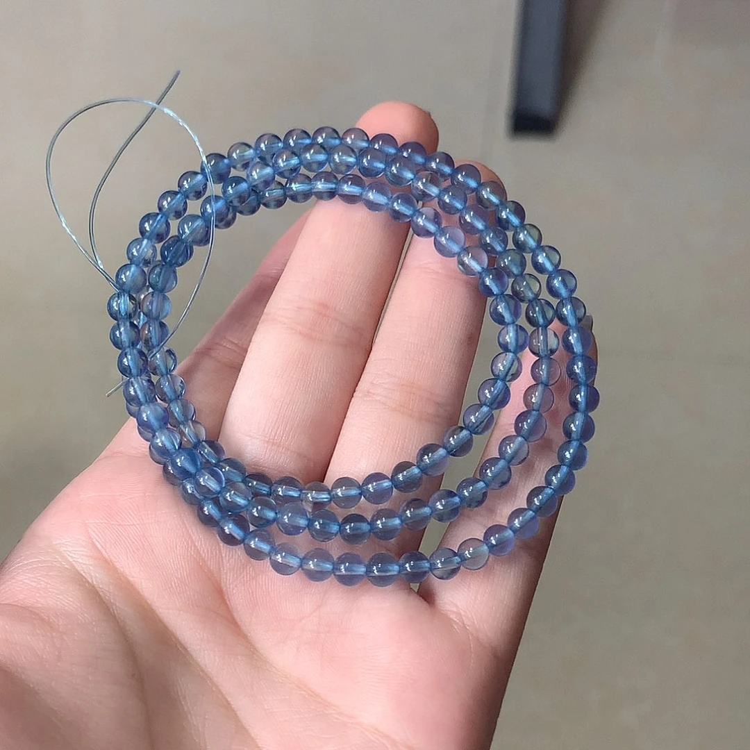 未镶嵌手串海蓝宝石超圣蓝三圈4.5m【520元】要拍8件