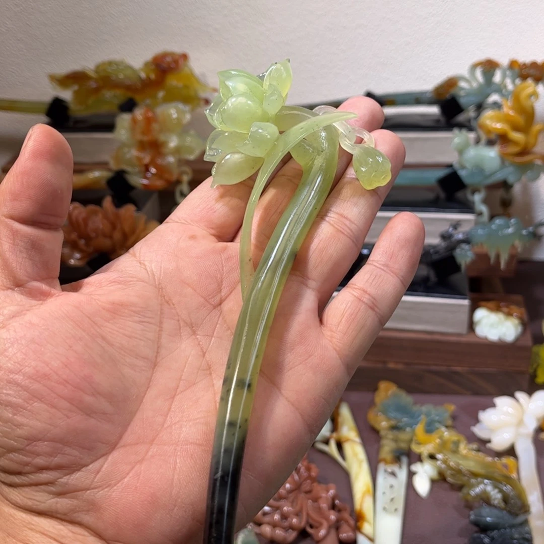 蛇纹石玉发簪合金0****0