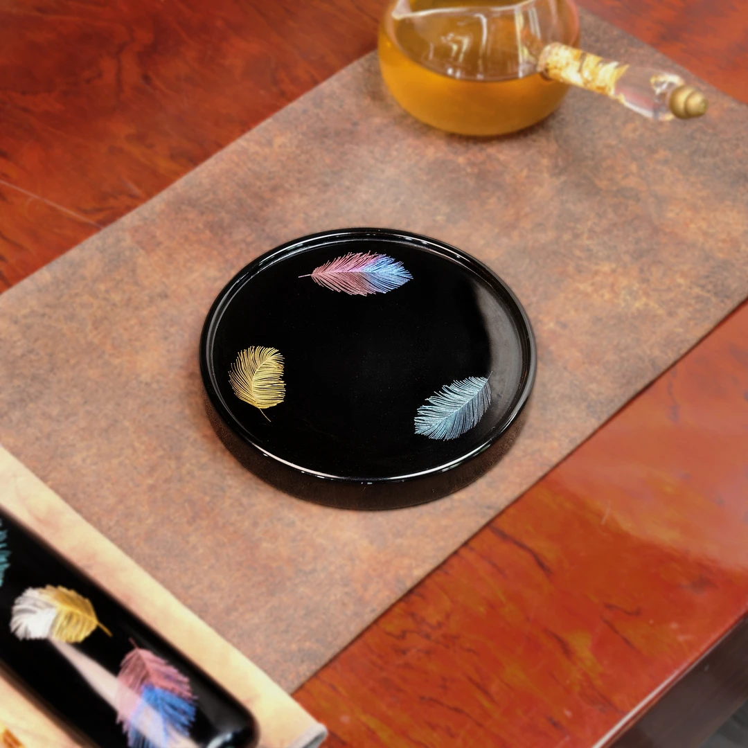 青楸堂新款三羽毛壶承干湿两用竹制手工打磨中式茶道零配收藏手工