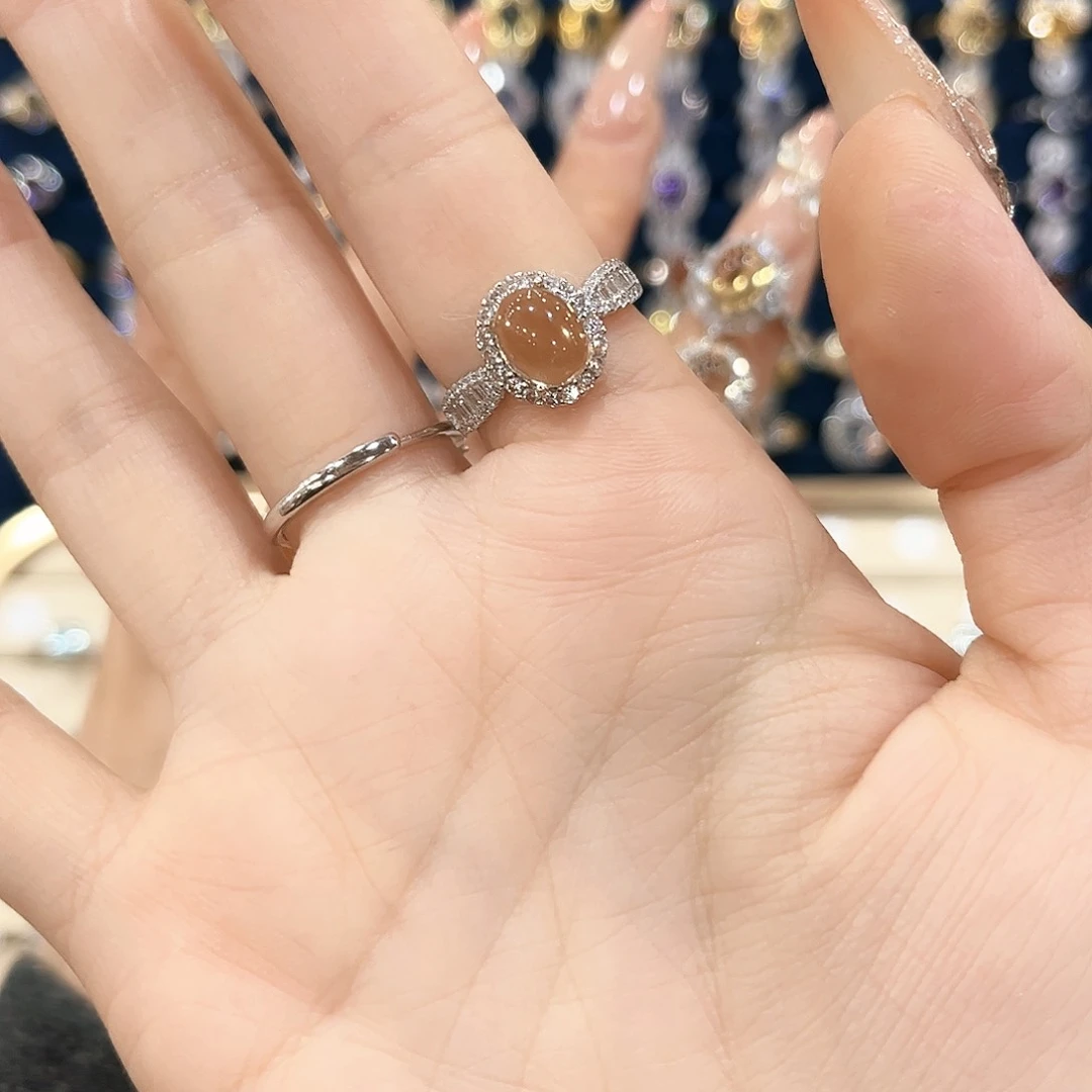 黄晶女款银S925镶嵌S戒指90