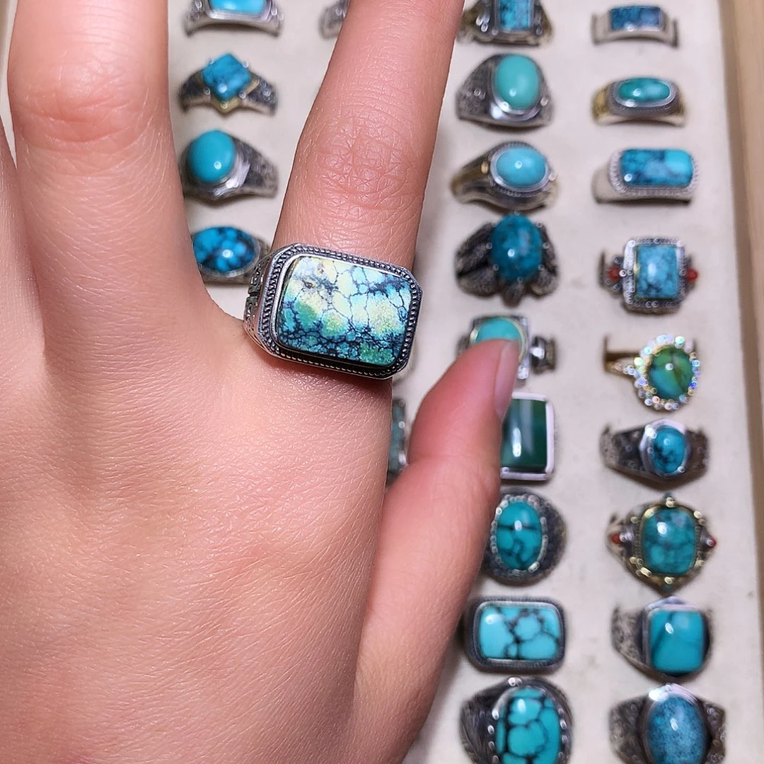 b***l绿松石银S925镶嵌戒指