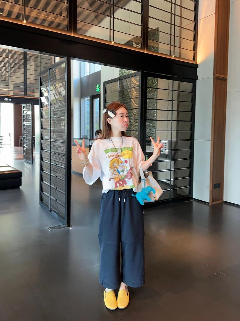 【BORAKOO】白色轻薄卡通小鸭子T恤