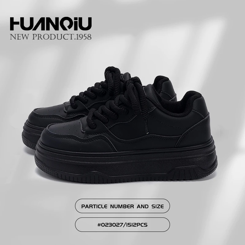 环球小黑鞋女2025秋季新款配裙子鞋子女厚底增高百搭休闲时尚板鞋