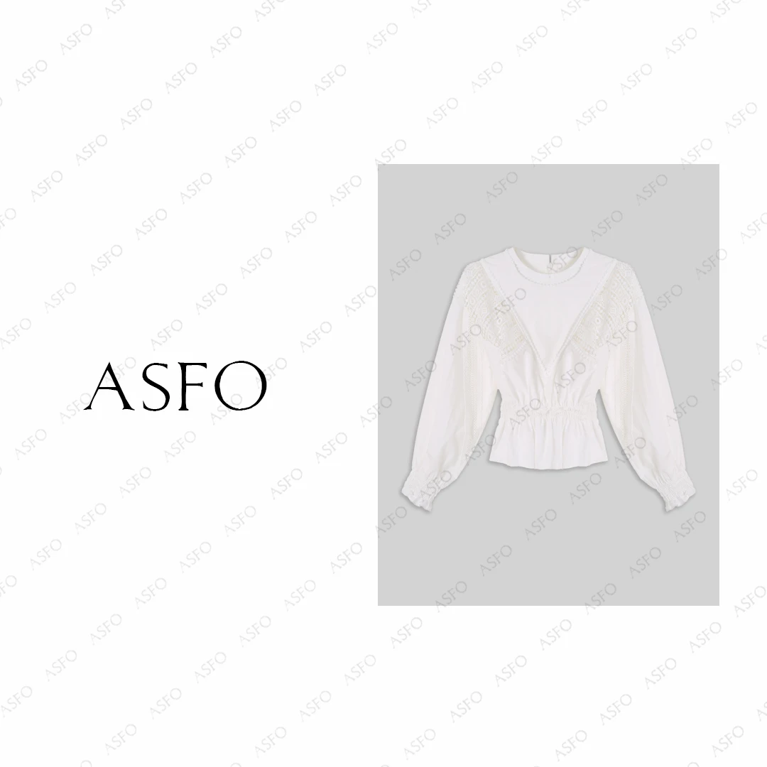 【AS甜妹子】25新气质手工镂空蕾丝打揽收腰百搭衬衫AS25QCS03690