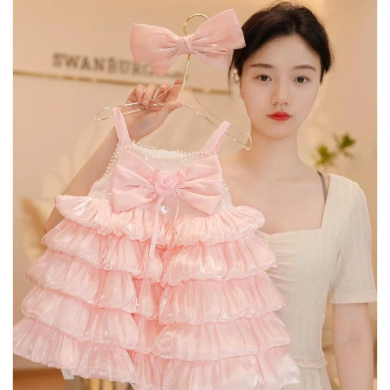 【Y.d3850】25夏季新款女童气质蝴蝶结礼服公主裙无袖宴会连衣裙