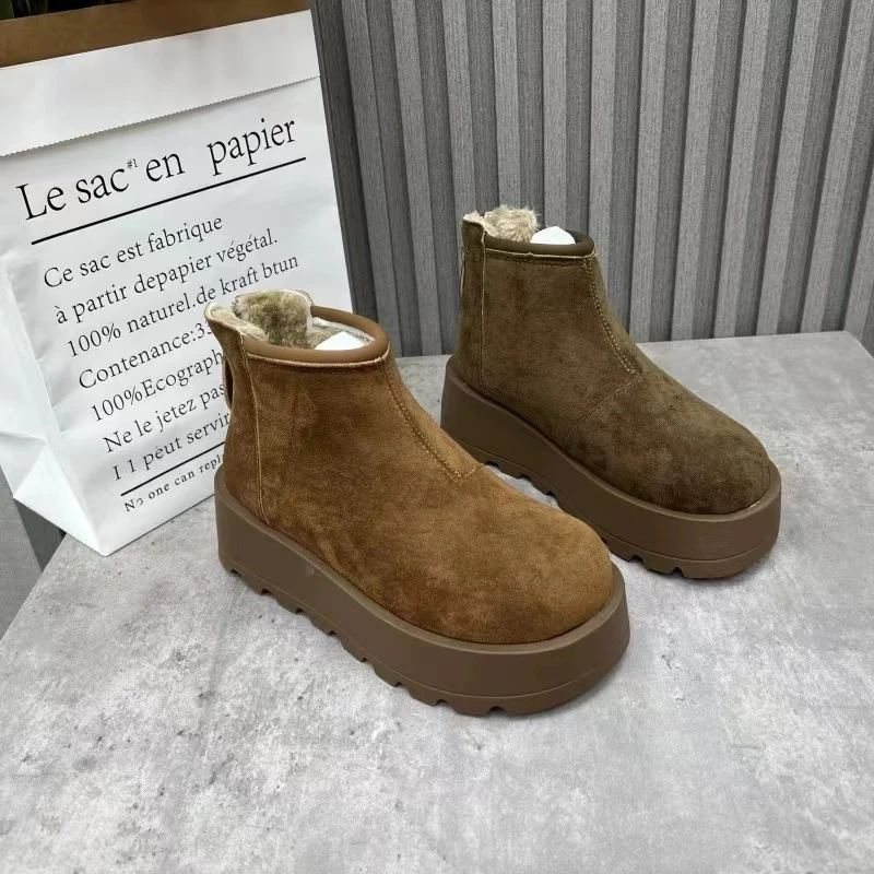 秋冬新款韩版通勤瘦瘦简约粗跟裸靴短靴823-5(加绒)