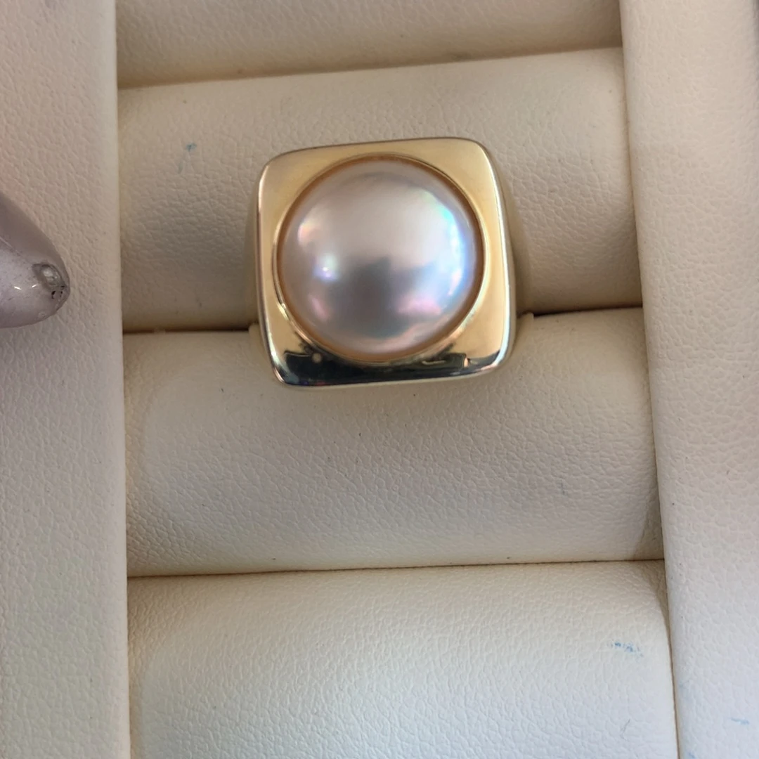 戒指银S925镶嵌拼合珍珠（马贝珠）