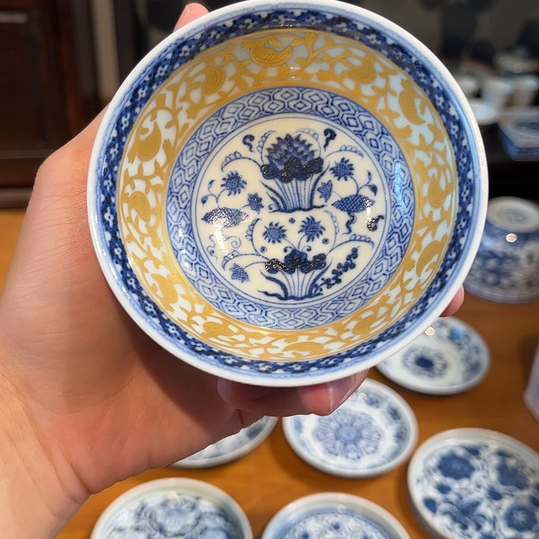 瓷片一比一描金雪花碗杯