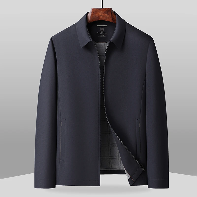 爸爸春秋季外套中老年人行政夹克衫男款立领上衣服爷爷装60岁70