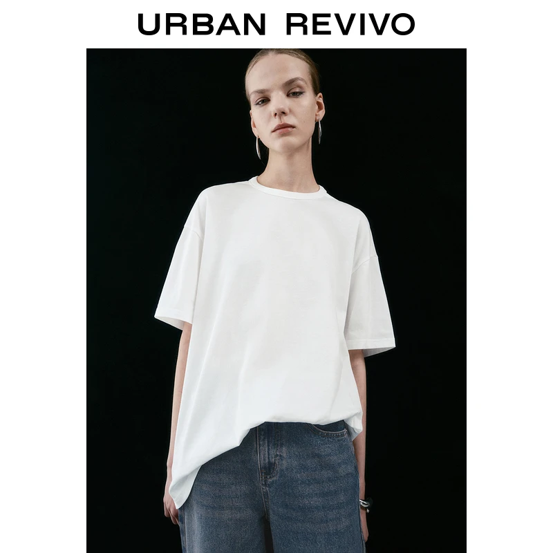 UR2025夏季新款女装后背镂空设计宽松棉质短袖T恤UYV450055
