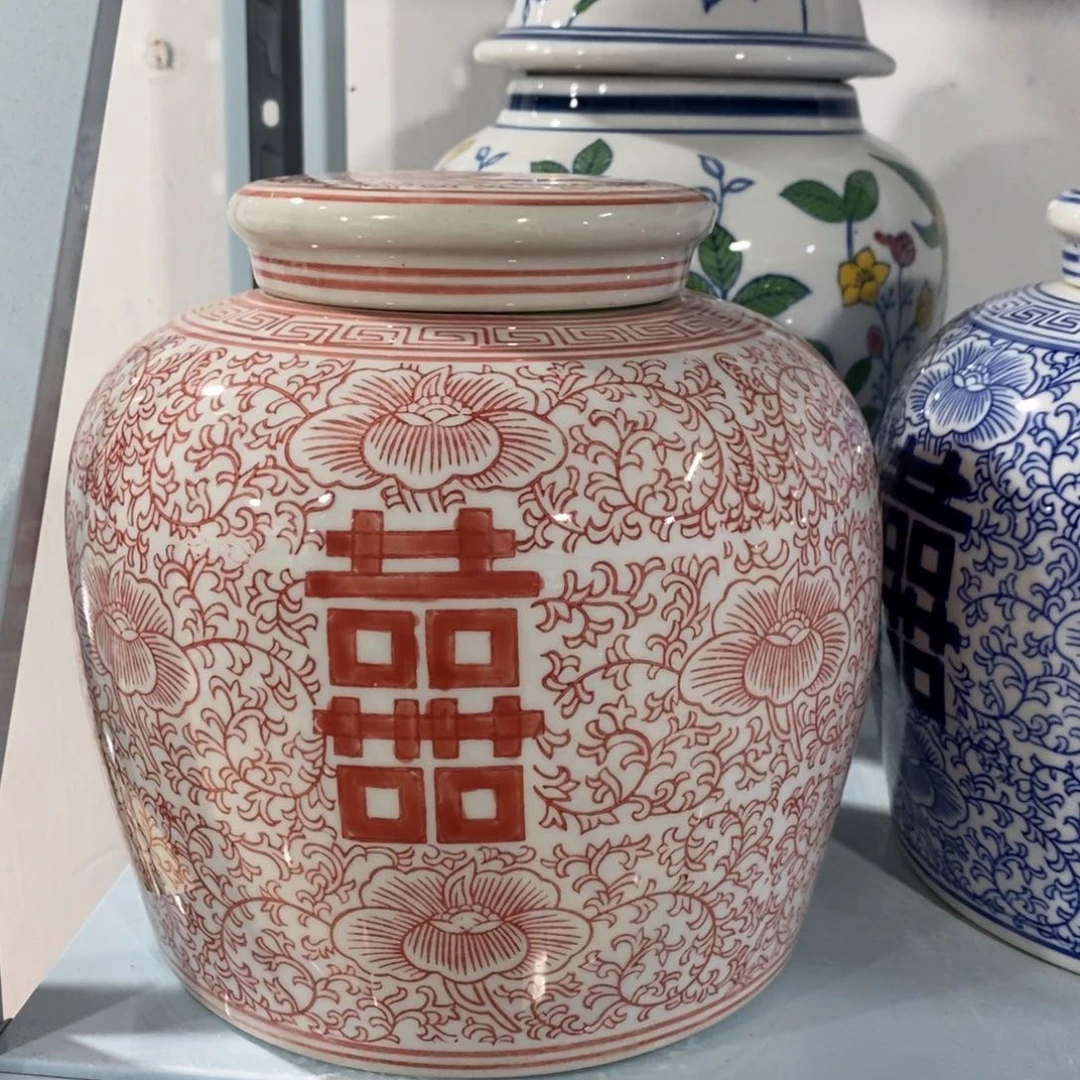 【闪购商品】摆件红色双喜罐摆件～