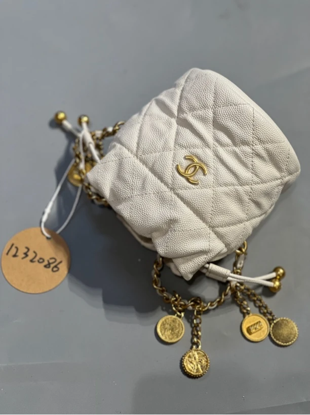 95新 Chanel/香奈儿 夏七中古/金币mini抽绳水桶单肩包/1232086