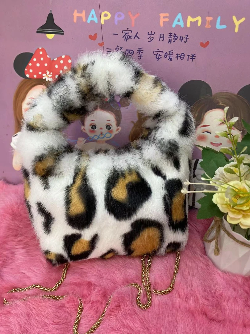 包包时尚百搭女士单肩潮流冬季卡通小包包豹纹斑马纹秋冬