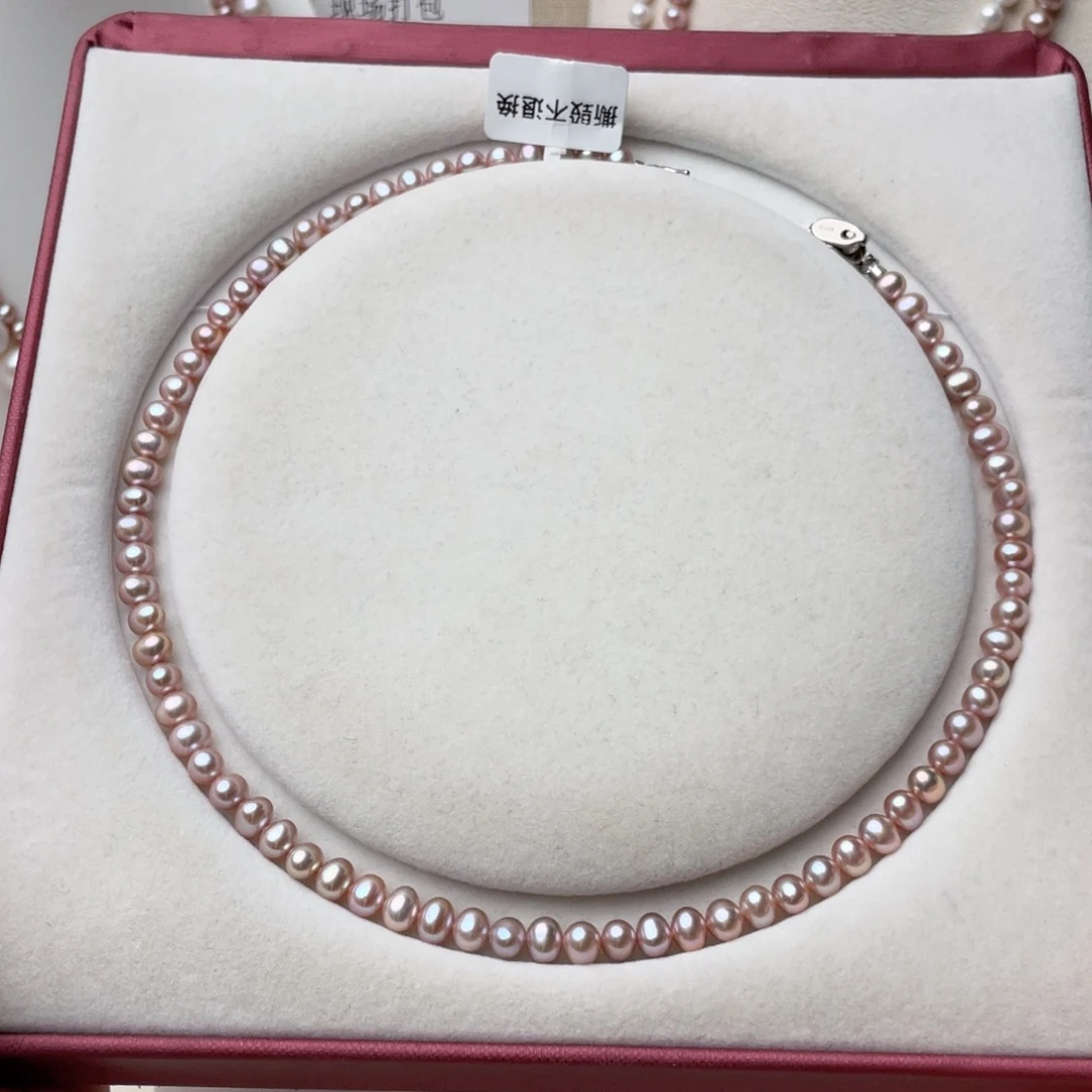 项链银S925镶嵌淡水珍珠6-7