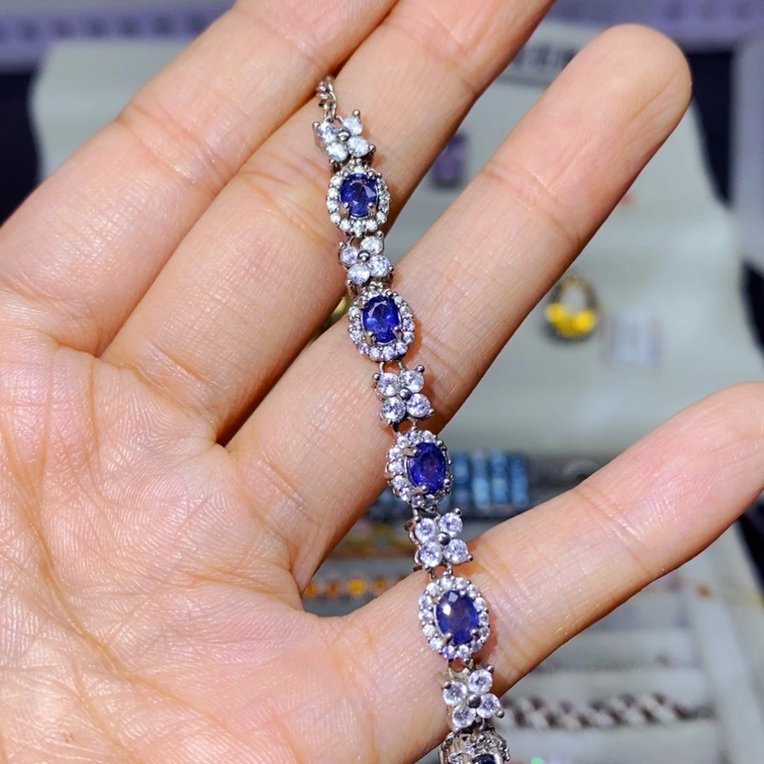 手链蓝宝石银S925镶嵌