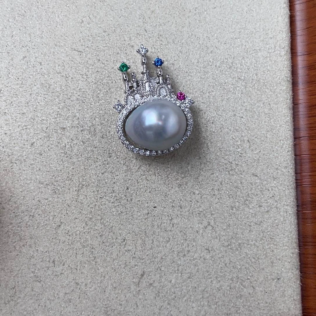 海水珍珠吊坠(不含链)银S925镶嵌