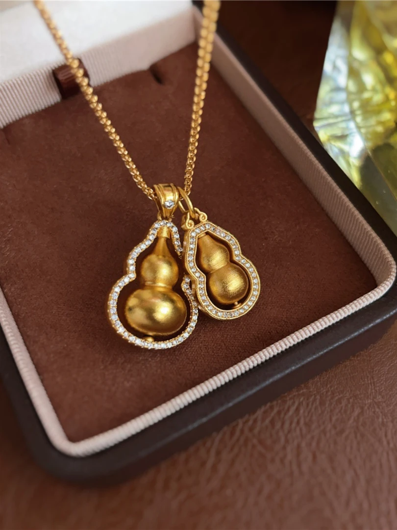 坠链均足银 双个葫芦镶嵌吊坠项链 福禄满满  韦雪同款