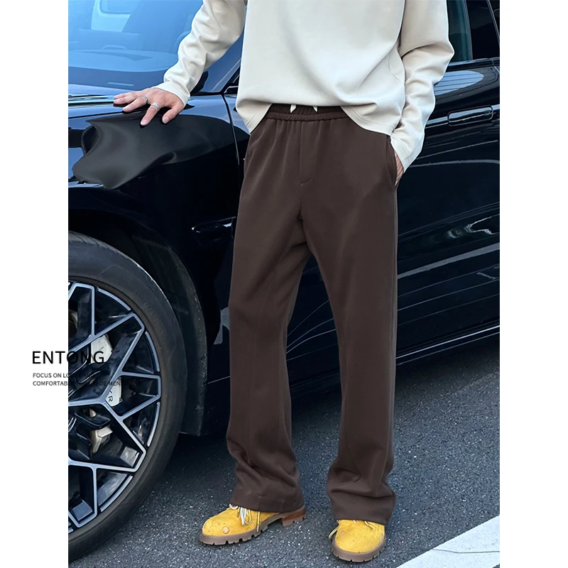 Entong潮牌美式复古微喇卫裤男款宽松运动长裤显瘦百搭垂感休闲裤