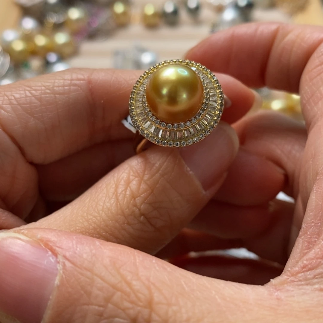海水珍珠戒圈银S925镶嵌