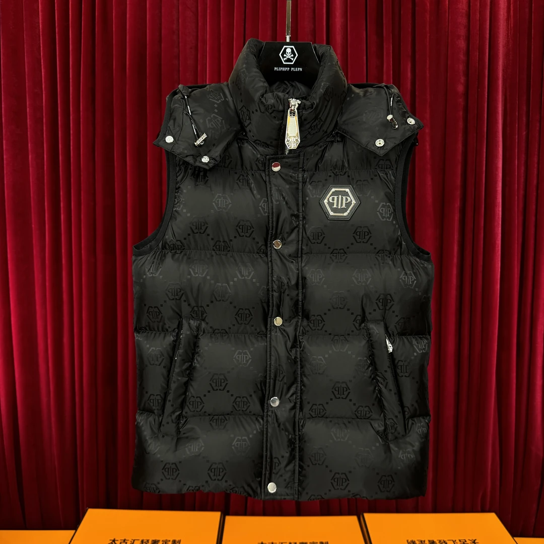 PLIPHPP PLEPN正品 双P满印 90白鸭绒男士保暖羽绒背心马甲Y2209