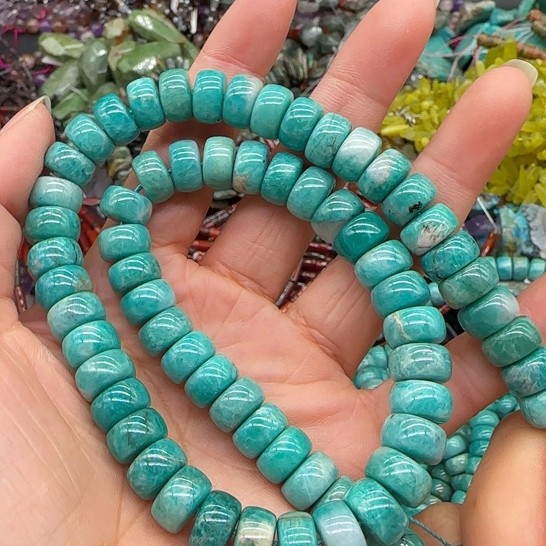 玛瑙/玉髓合金珠宝半成品天河石剁珠拍两84发一条