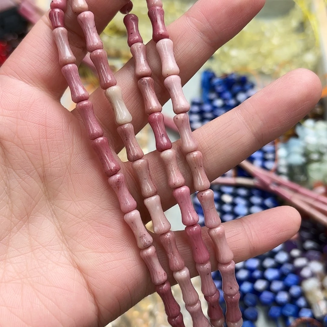 玛瑙/玉髓未镶嵌珠宝半成品5×12红木纹竹节一条