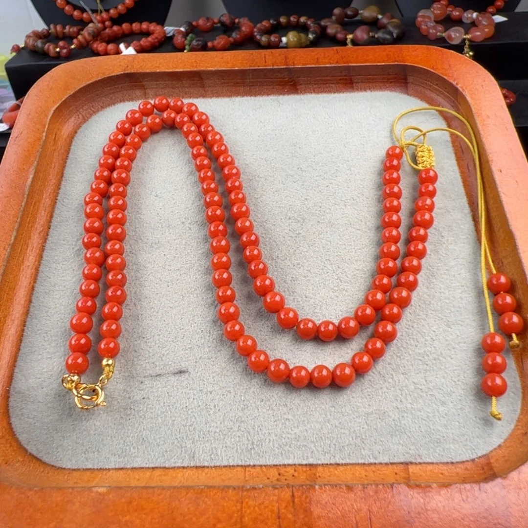 南红玛瑙银S925镶嵌（万能扣吊坠绳4mm