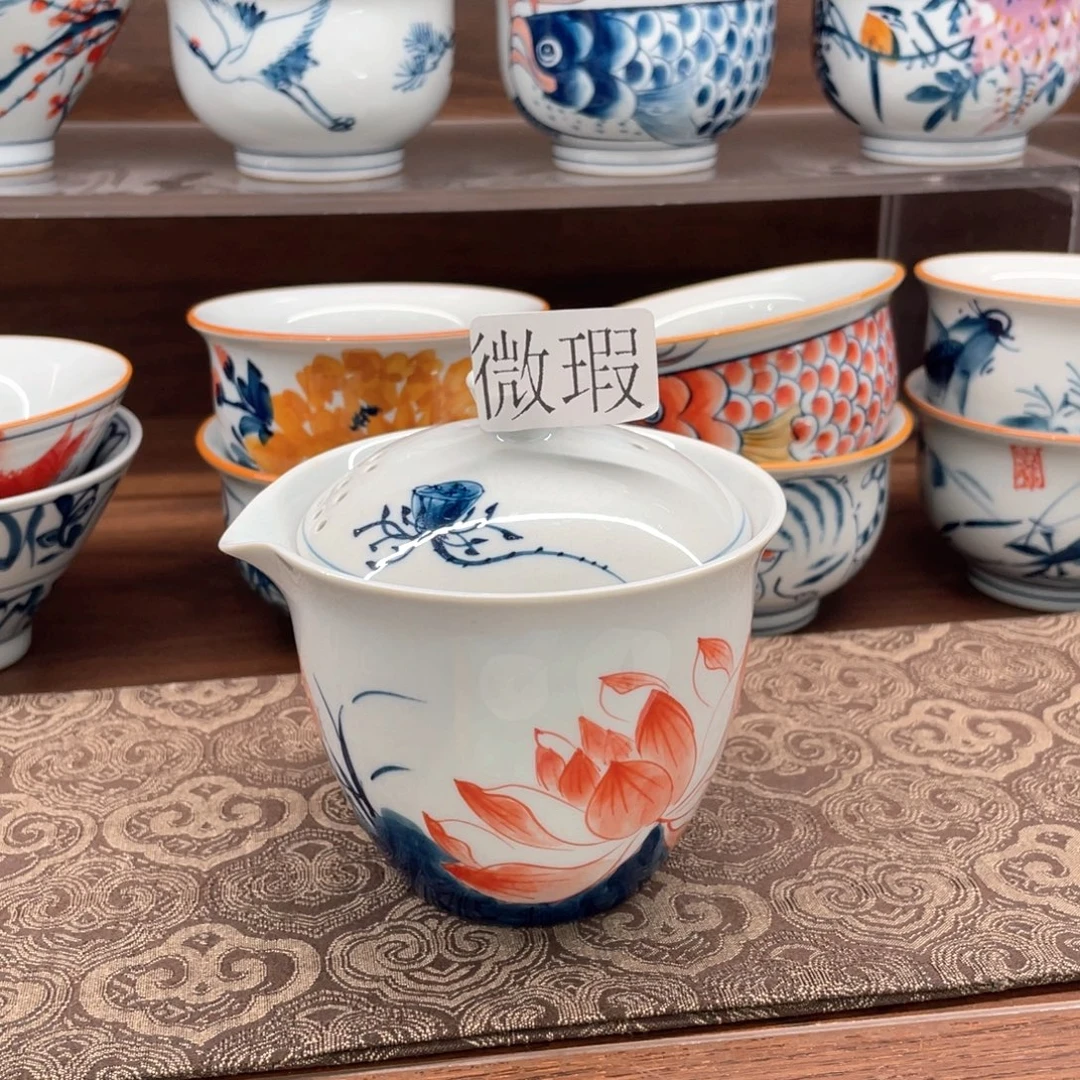釉下手绘茶具微瑕
