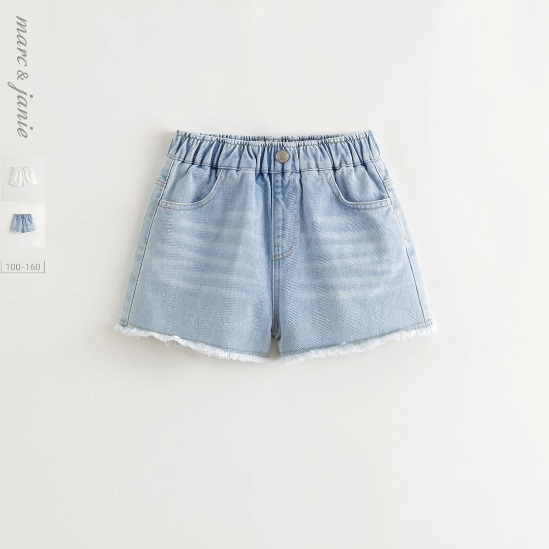 马克珍妮女童时尚有型纯棉牛仔短裤2025年夏装新款550850