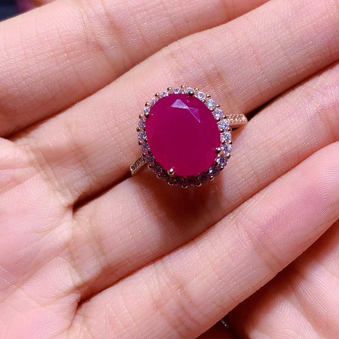 秋***雪戒指银S925镶嵌红宝石